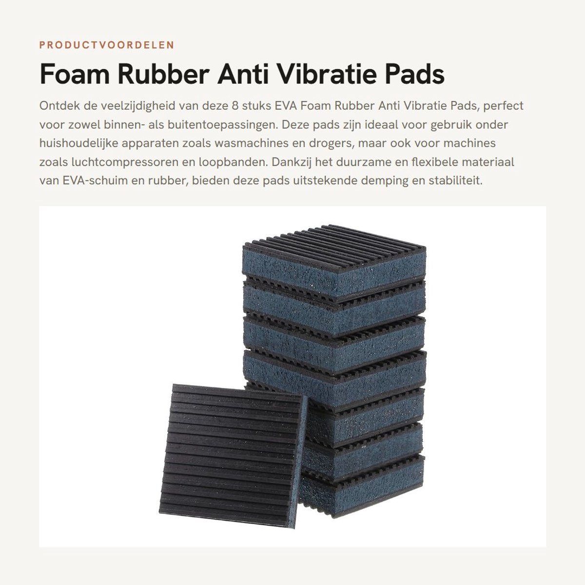 Dailygoods- Vibratiepads 8 Stuks - EVA Schuim/Rubber - Antislip - Geluidsisolatie - Schokabsorberend - Duurzaam - Voor Wasmachine en Droger