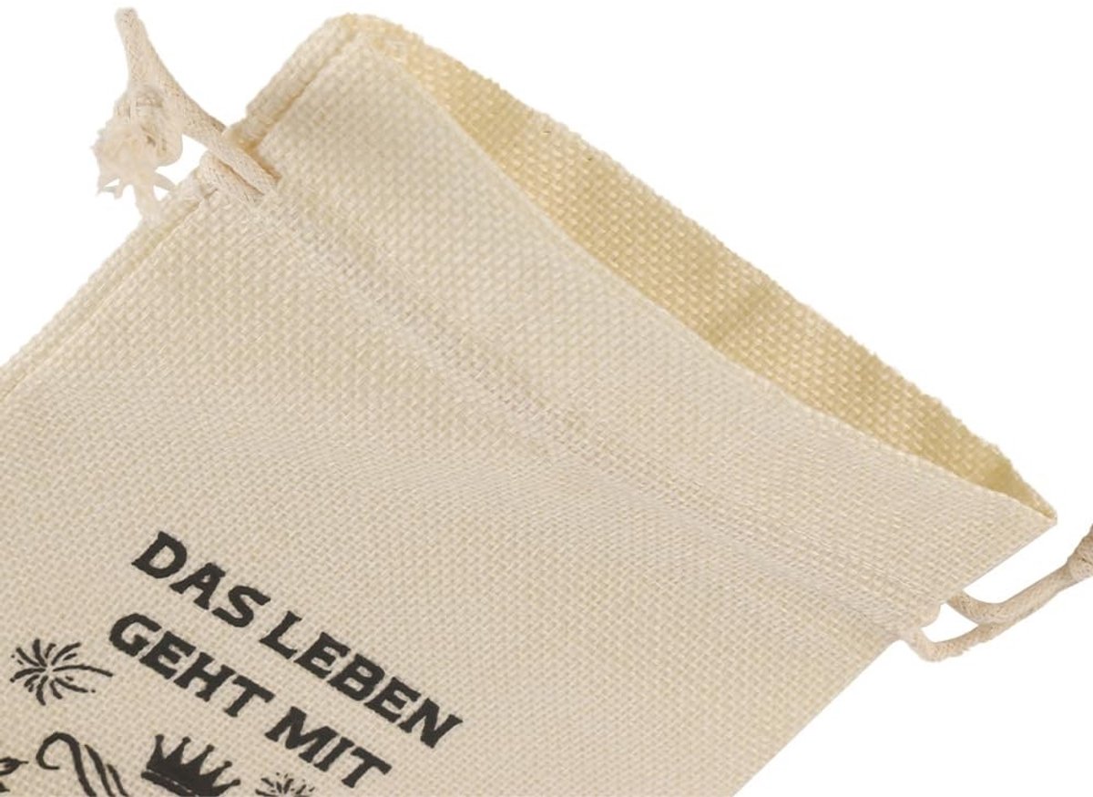 Dailygoods- Cadeautas met trekkoord - Jute - 2 x Champagnefles - Stevig - Duurzaam - Rustiek en natuurlijk gevoel - Fleshouder
