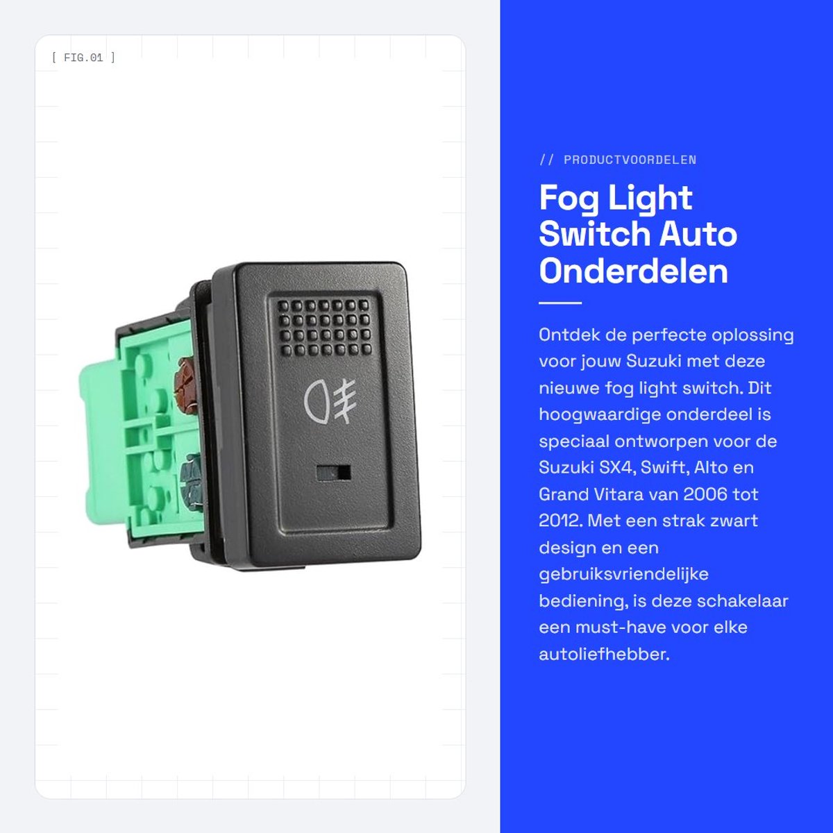 Dailygoods - Fog Light Switch - Auto Onderdelen - Hoogwaardige Kwaliteit - Zwart - Voor Suzuki - Geschikt voor SX4 Swift Grand Vitara 2006-2012