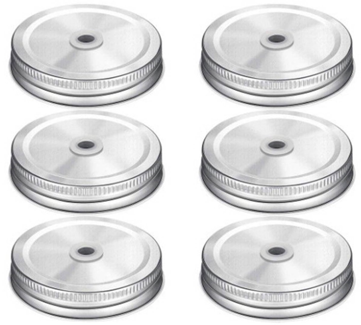 Dailygoods- Inmaakdeksel RVS - Herbruikbaar - Lekvrij - Voor Bewaarpotten - Set van 6 - Duurzaam en Vaatwasserbestendig - Conserveerdeksel