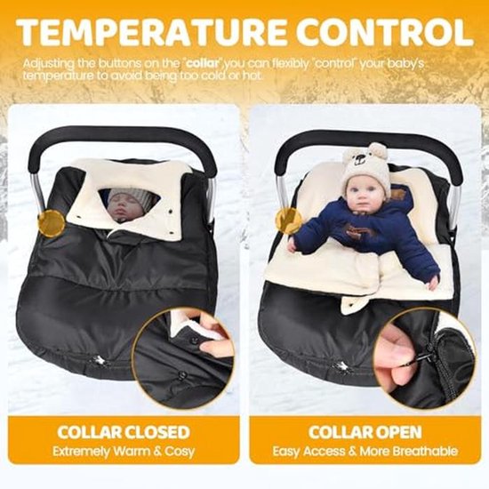 Universele Voetenzak Voor Baby Autostoeltje - Waterbestendig, Wintergeschikt, Afneembaar en Machinewasbaar - Zwart van Universele — afbeelding 2