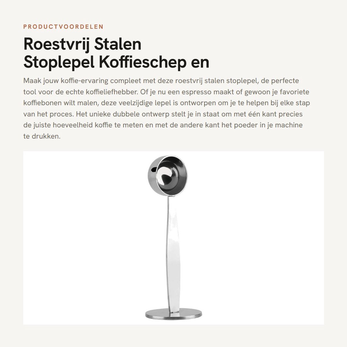 Dailygoods- Koffielepel Roestvrij Staal - Dubbel Uiteinde - Schep/Tamper - Vaatwasmachinebestendig - Voedselveilig - Veelzijdig Gebruik - Koffiemaatlepel