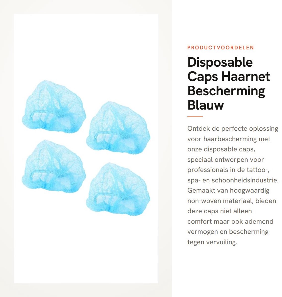 Dailygoods - Disposable Caps - Haarnet - Bescherming - Blauw - Non-Woven Caps - Ideaal voor Tattoo, Spa en Salon - Pack van 20