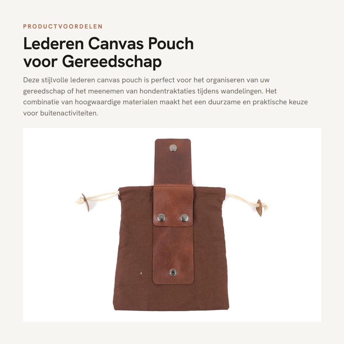 Dailygoods- Gereedschapstas Lederen Canvas - Tuinieren Gereedschapstas - Foerageerzakje - Hond Traktatie Zakjes - Outdoor - Vintage Geïnspireerd 23x21cm - Foerageerzak