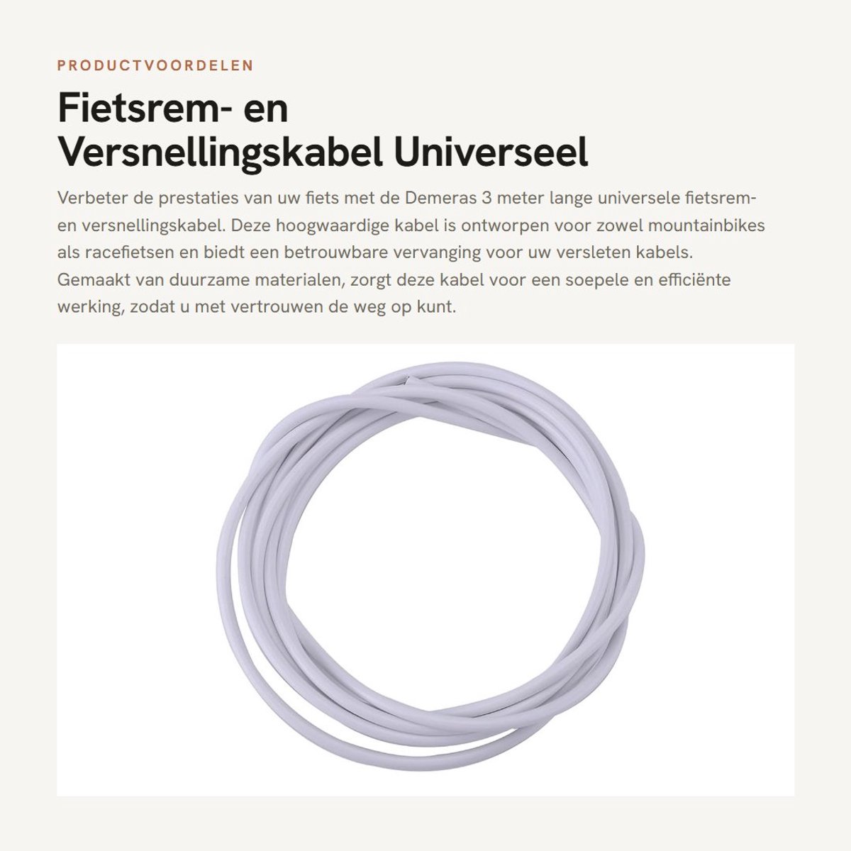 Dailygoods- Remkabel 3m - Remkabelset - Remkabel Aanhanger - Rem Buiten-/Binnenkabel - Geschikt voor Fiets - Hoogwaardige Rubber Behuizing - Fietsremkabel