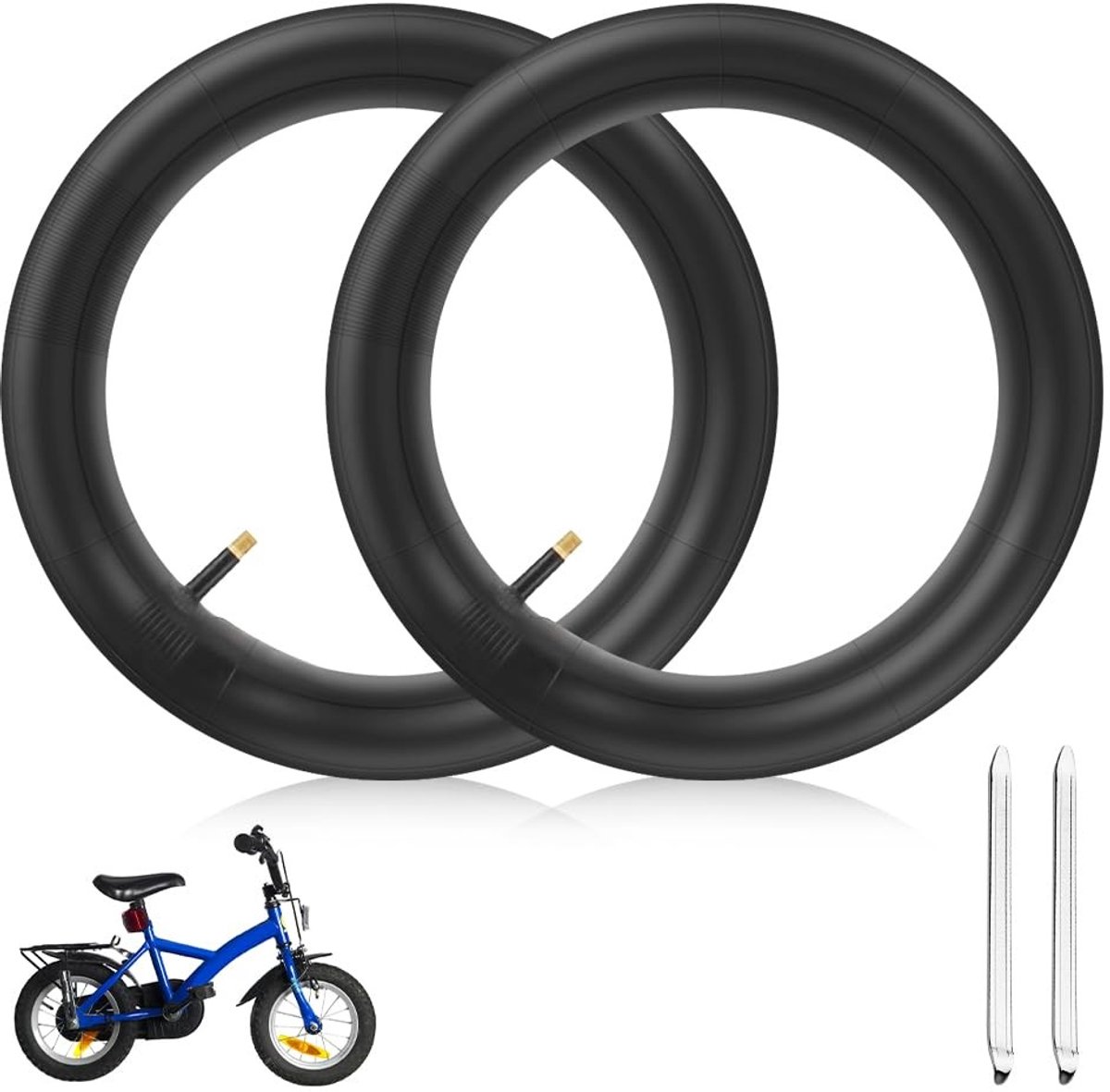 Dailygoods- Fietsbinnenband 40,6 cm x 1,75-2,125 - 2 Stuks - Robuuste Rubber Slang - Luchtdicht - Amerikaans Ventiel - Reservebinnenbanden - Binnenband
