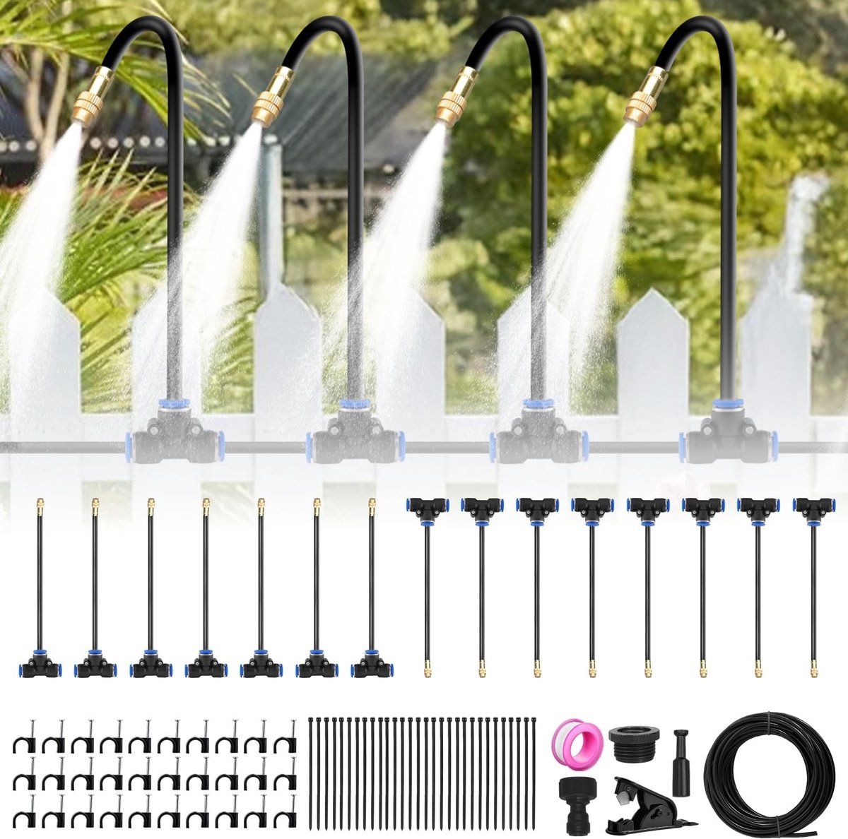 Dailygoods- Irrigatiesysteem 15 m - 360 graden flexibel - Waterbesparend - Verstelbaar - UV-bestendig - Robuuste constructie - Tuinsproeisysteem