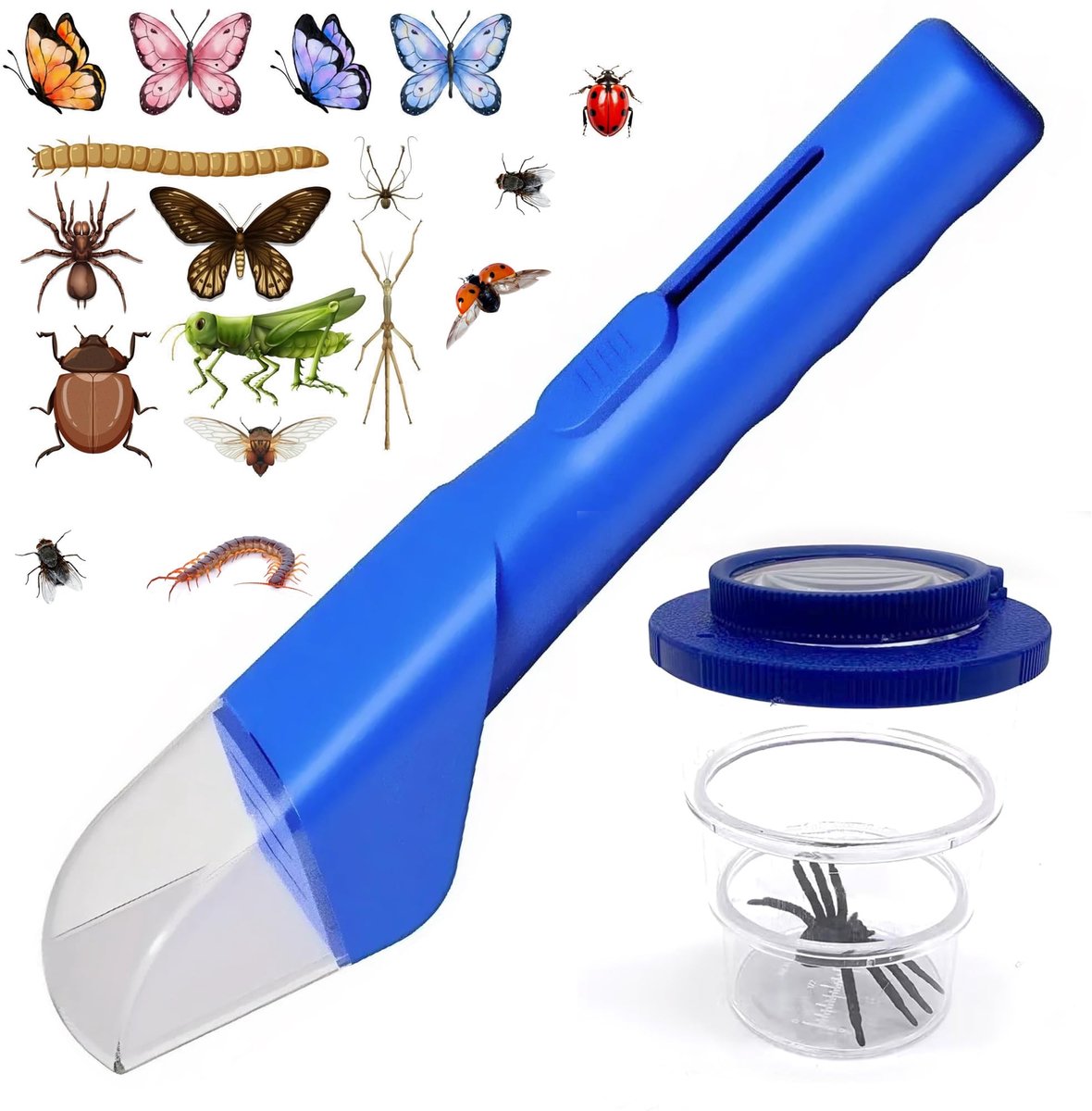Dailygoods- Insectenvanger Draagbaar - Insectenval - Spinnenvanger - Insectenobservatiedoos - Driedelige Beker - Hoogwaardig ABS-Materiaal - Insectenbox