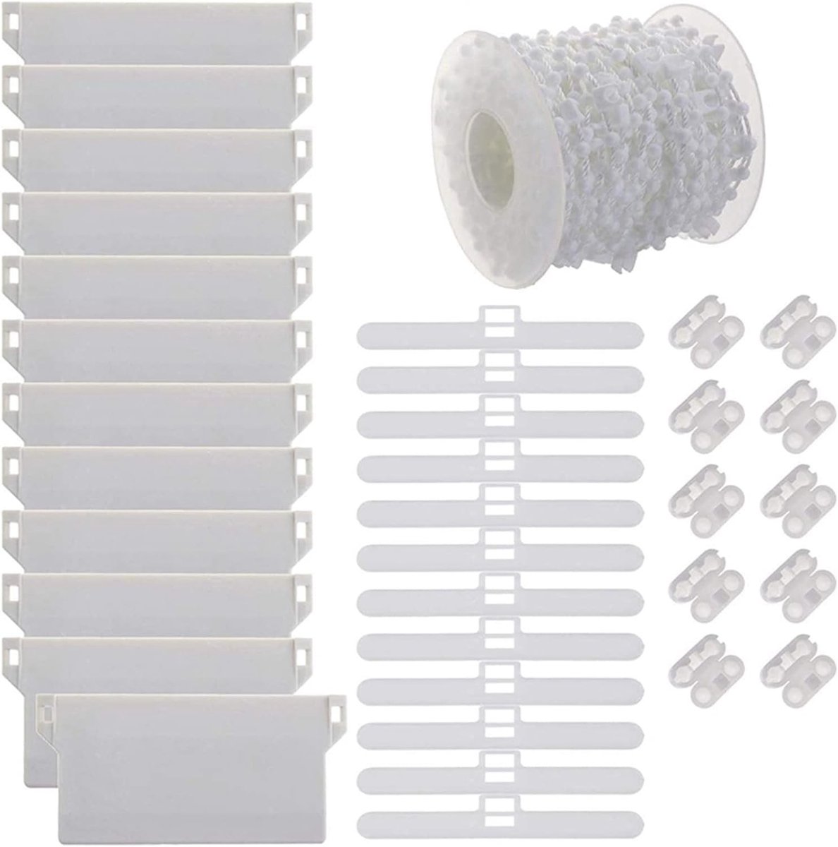 Dailygoods- Jaloeziebodemgewichten Reparatieset - 35pcs Accessoires - 10m Ketting - 127mm Hangers - Blinde Kogelketting Connectoren - Kunststof - Verticale Blinds