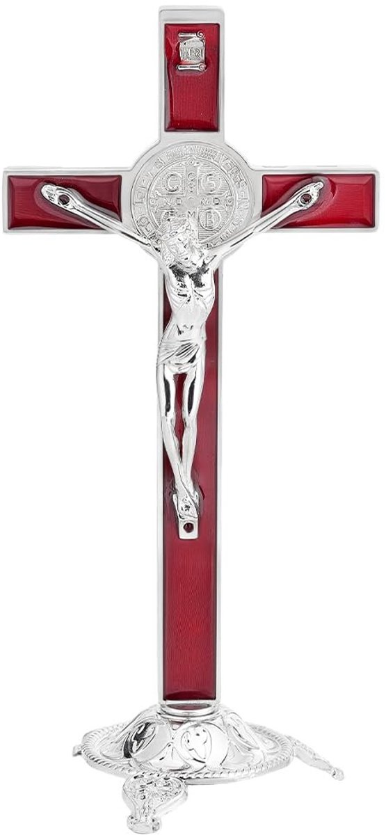 Dailygoods- Staand Kruis 19,5 cm - Afneembaar Kruisbeeld - Decoratie - Katholieke Kruisen - Ornamenten - Legering