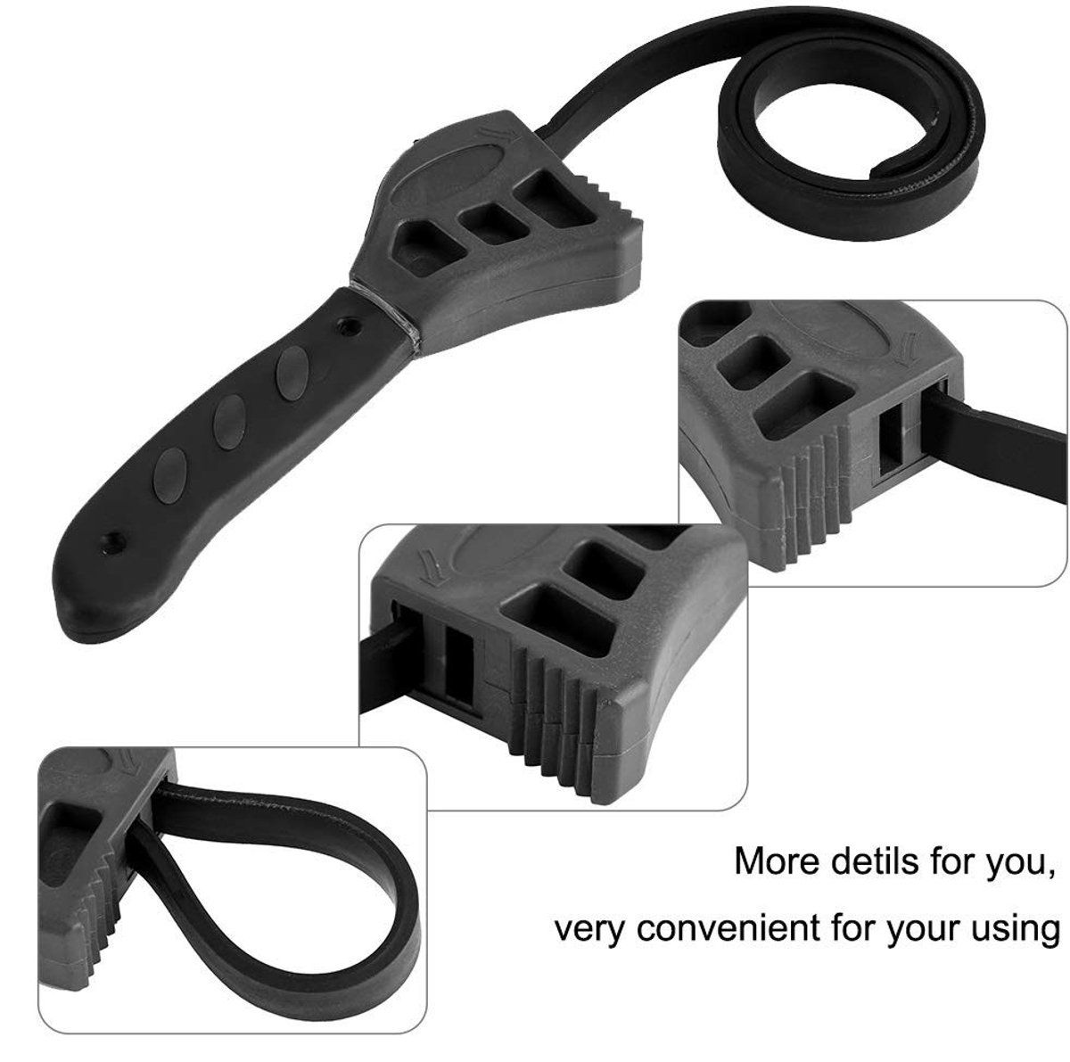 Dailygoods- Riemsleutel 500mm - Universele Rubber Sleutel - Verstelbare Tensioner - Flessendop Openaar - Antislip Handvat - Schokbestendig - Potopener