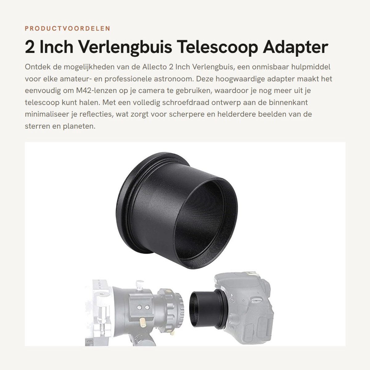 Dailygoods - 2 Inch Verlengbuis - Telescoop Adapter - Optimale Reflectie Minimizing - 2 Inch Formaat - M42 Naar M48 - Geschikt voor Astronomische Tele...