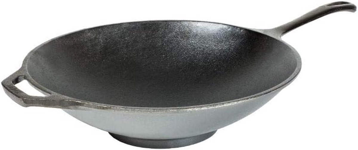 Gietijzeren Wok - Koekenpan - Roerbakken en Braden - Gelijkmatige Warmte - 30 cm - Zwart