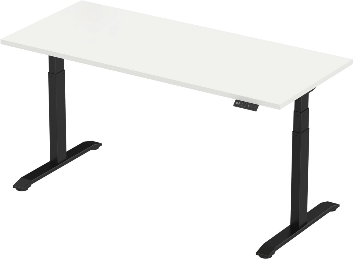 Zit-sta bureau elektrisch verstelbaar - 140 x 80 cm - hoogte 65-130 cm - NPR 1813 & NEN-EN 527 - zwart onderstel / puur wit blad