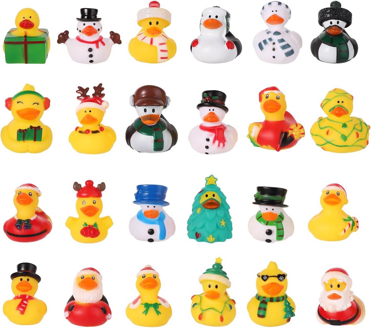 Kerst badeendjes - Feest eendjes - Bad plezier - 24 Verschillende stijlen - 24 stuks - Multicolor