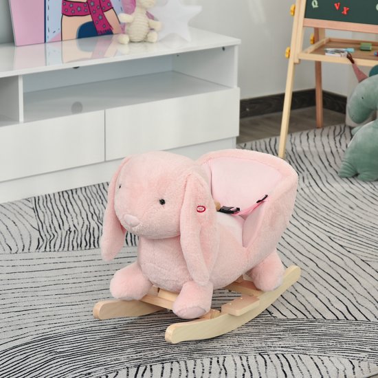 1 stuk - Schommelstoelen - Stoel –Schommelkonijn - Interactief schommeldier - Geschikt voor kinderen van 18 tot 36 maanden - 60 x 33 x 50 cm - Konijnendesign - Roze — afbeelding 5