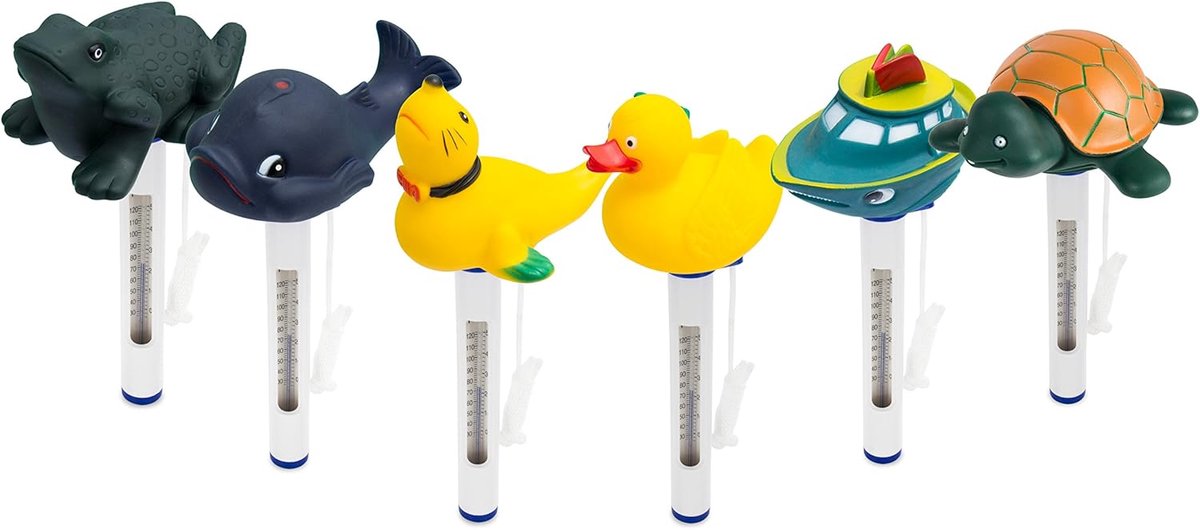 Zwemthermometer - Watermeter Dieren - Water Temperatuur - Vrolijk Diermotief - 11 x 12 x 215 cm - Multicolor