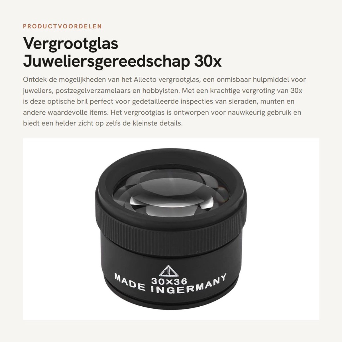 Dailygoods- Vergrootglas 30x Professionele Lens - Optische Bril - Juweel Inspectie Tool - Voor Postzegel en Onderdelen - Ideaal voor Wijnbereiding en Tuinieren - Loep