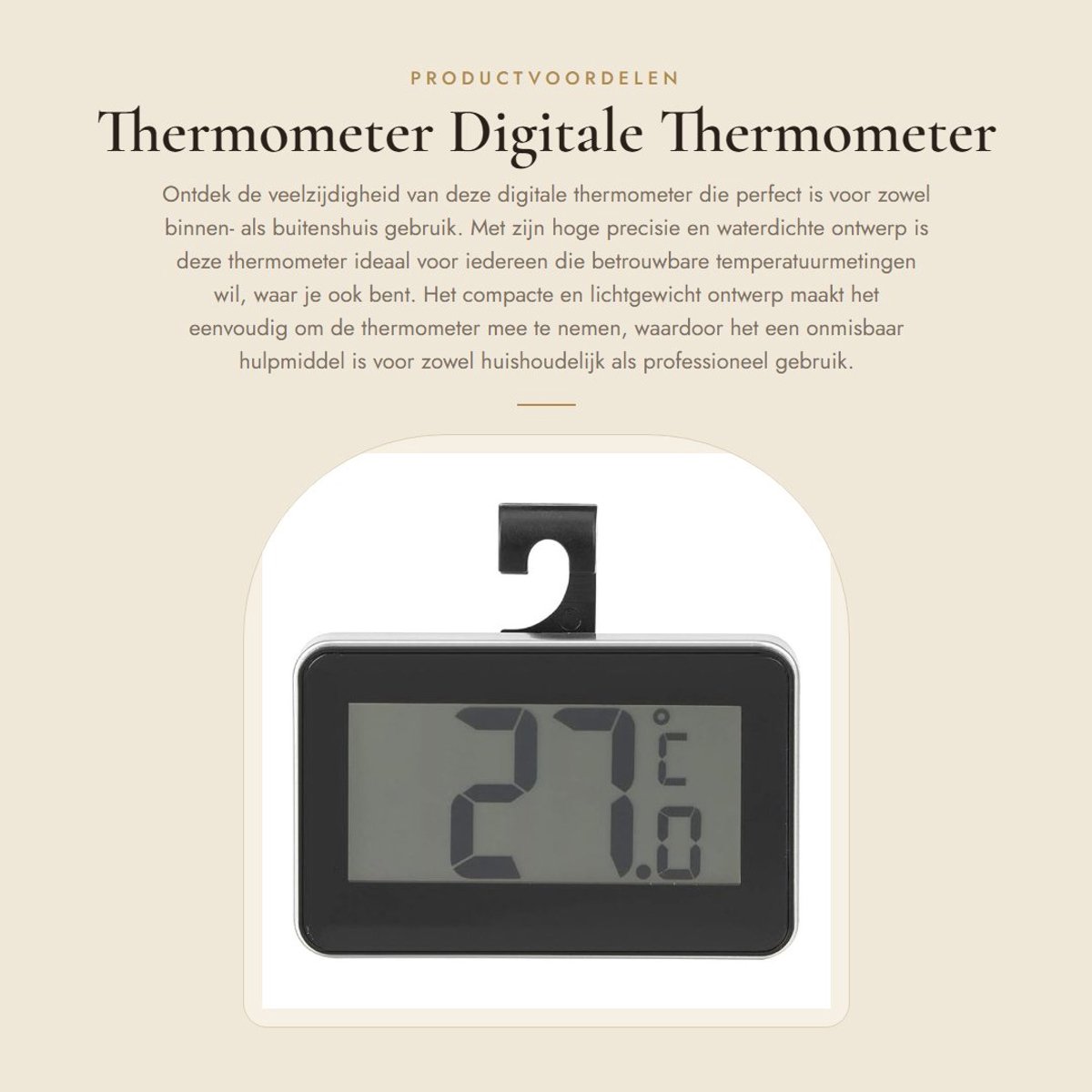 Dailygoods - Thermometer - Digitale Thermometer - Hoogwaardige Precisie - Zwart - Compact en Lichtgewicht - Geschikt voor Binnen en Buiten - Waterdicht