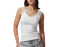 Pieces Dames Top PCBARBERA LACE Wit - Maat L