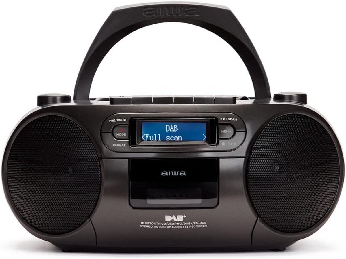 Draagbare Cassette Speler met CD, Bluetooth, DAB+ Radio en USB - Zwart