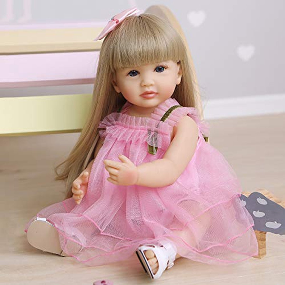 Levensechte Pop - Baby Pop - Verzamelen - Full Body Siliconen - 55 cm - Blond