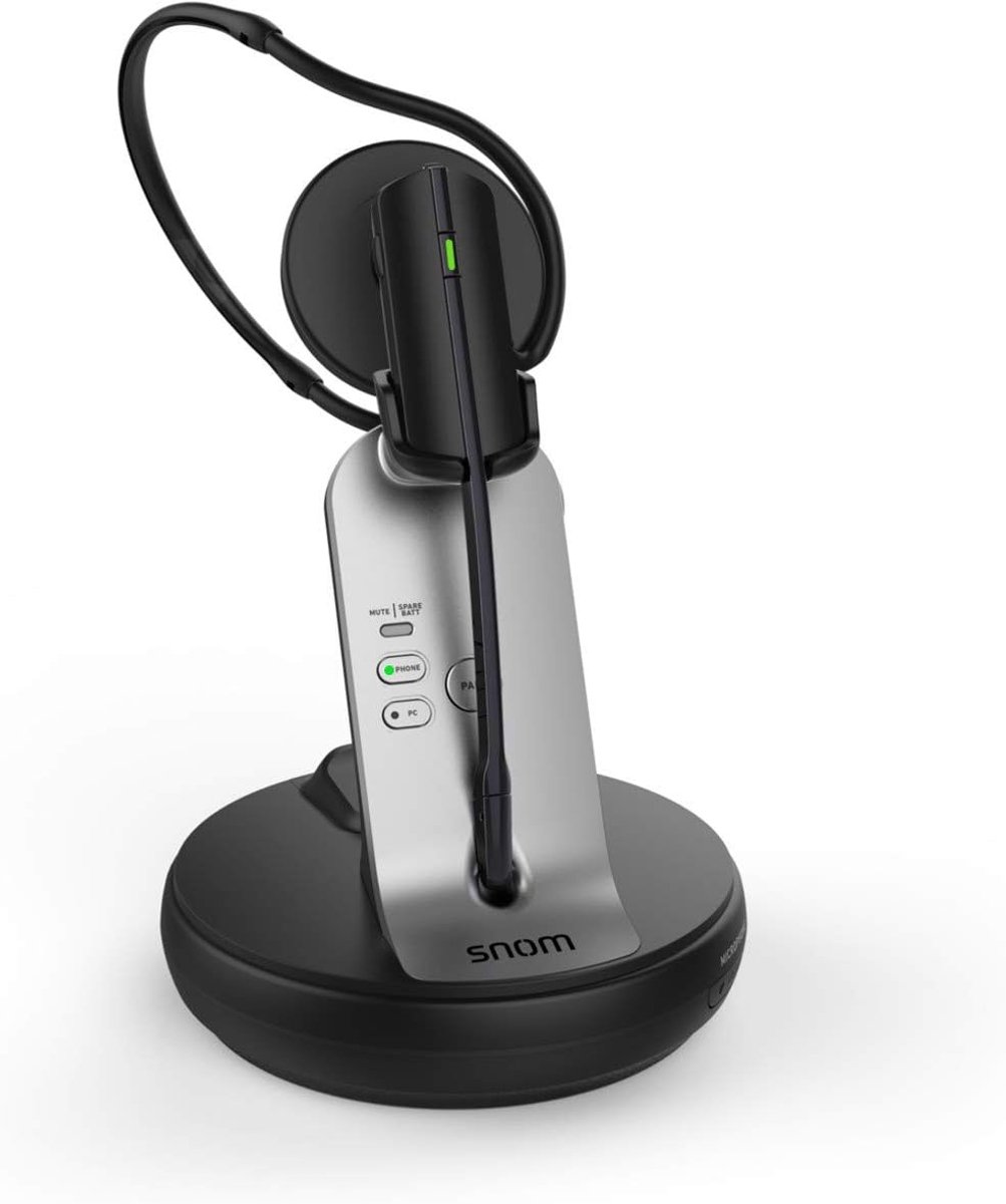 Draadloze Headset - DECT Oortjes - Mobiel Werken - Drie Draagopties - 25 Meter Bereik - Zwart