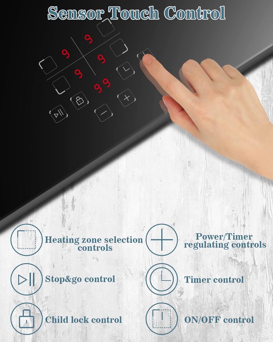 Inbouw Inductieplaat - Elektrische Kooktafel - Snel Koken - Touch Bediening - 60 cm - Zwart