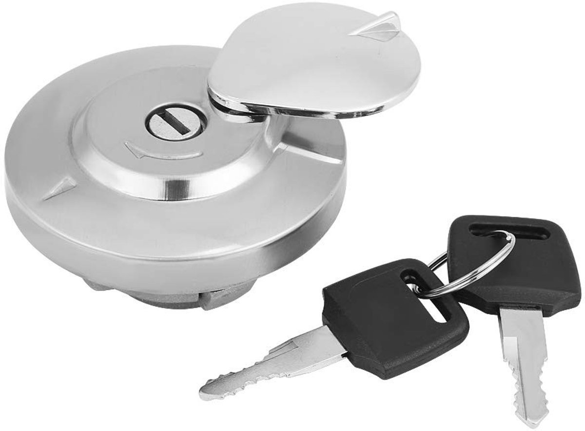 Dailygoods- Tankdeksel met 2 Sleutels - Gelegeerd Staal - Zilver - Diameter 7 cm - Compatibel met Shadow Spirit VT750 DC C2 VLX VT600 - Verpakkingsgewicht 220 gr - Tankdop