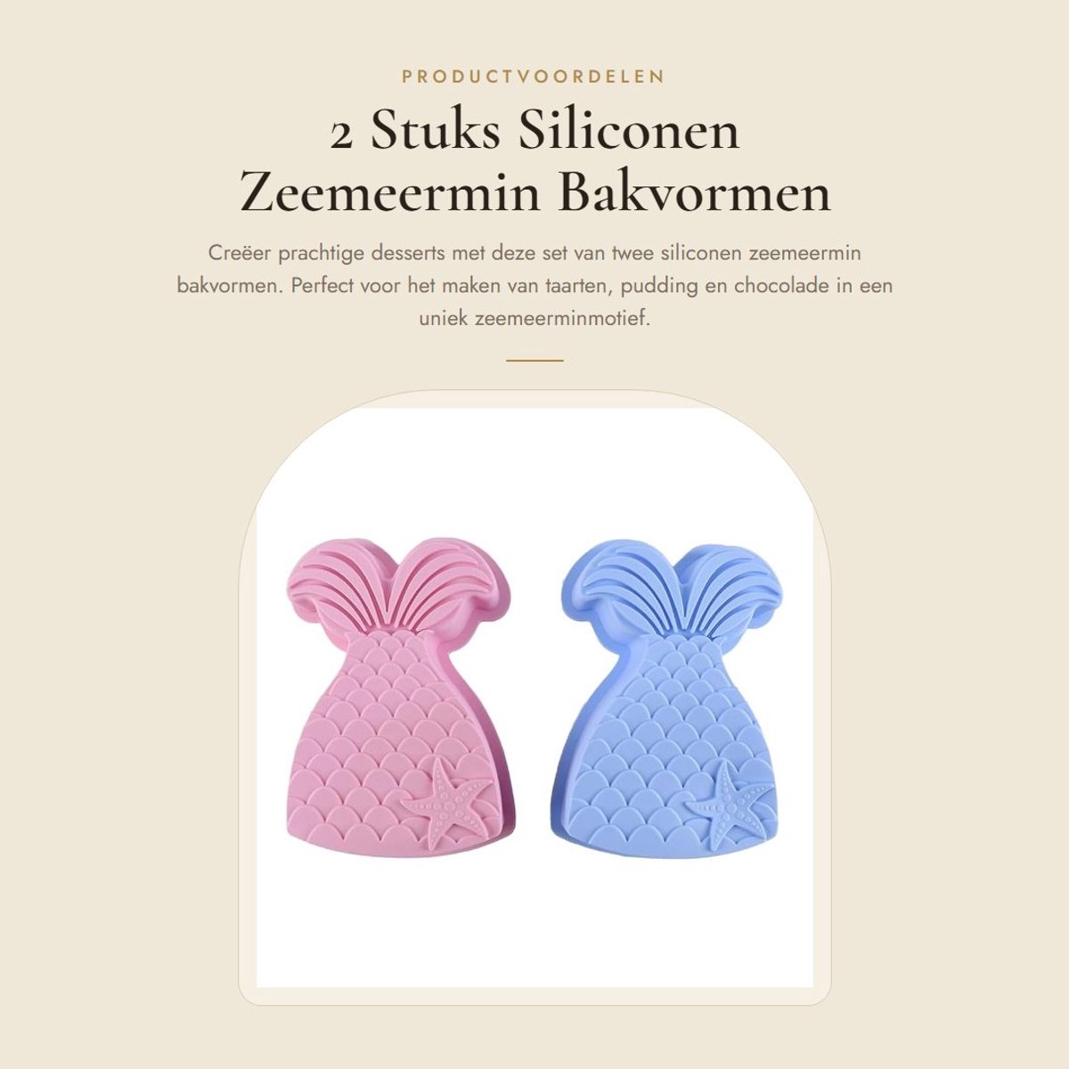 Dailygoods- Bakvorm Siliconen - 2 Stuks - Zeemeerminmotief - Vaatwasserbestendig - Opberggaatje - Roze/Blauw - Taartvorm