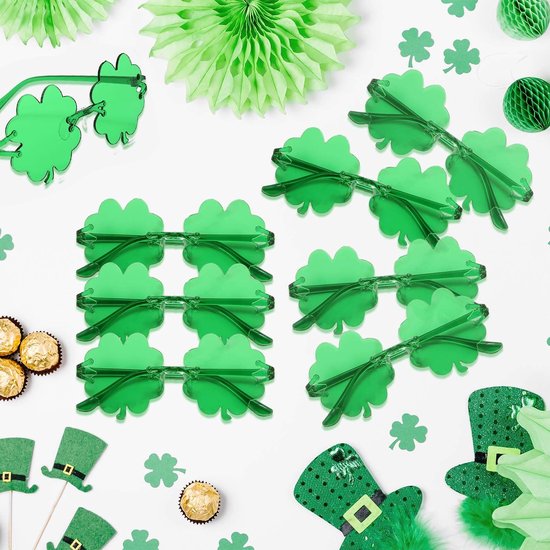 Zonnebril St. Patrick's Day - 10x Groene Klaverblad Zonnebrillen - Kunststof - Feestaccessoires - Duurzaam - Ideaal voor Kinderen en Volwassenen - Feestzonnebril — afbeelding 4