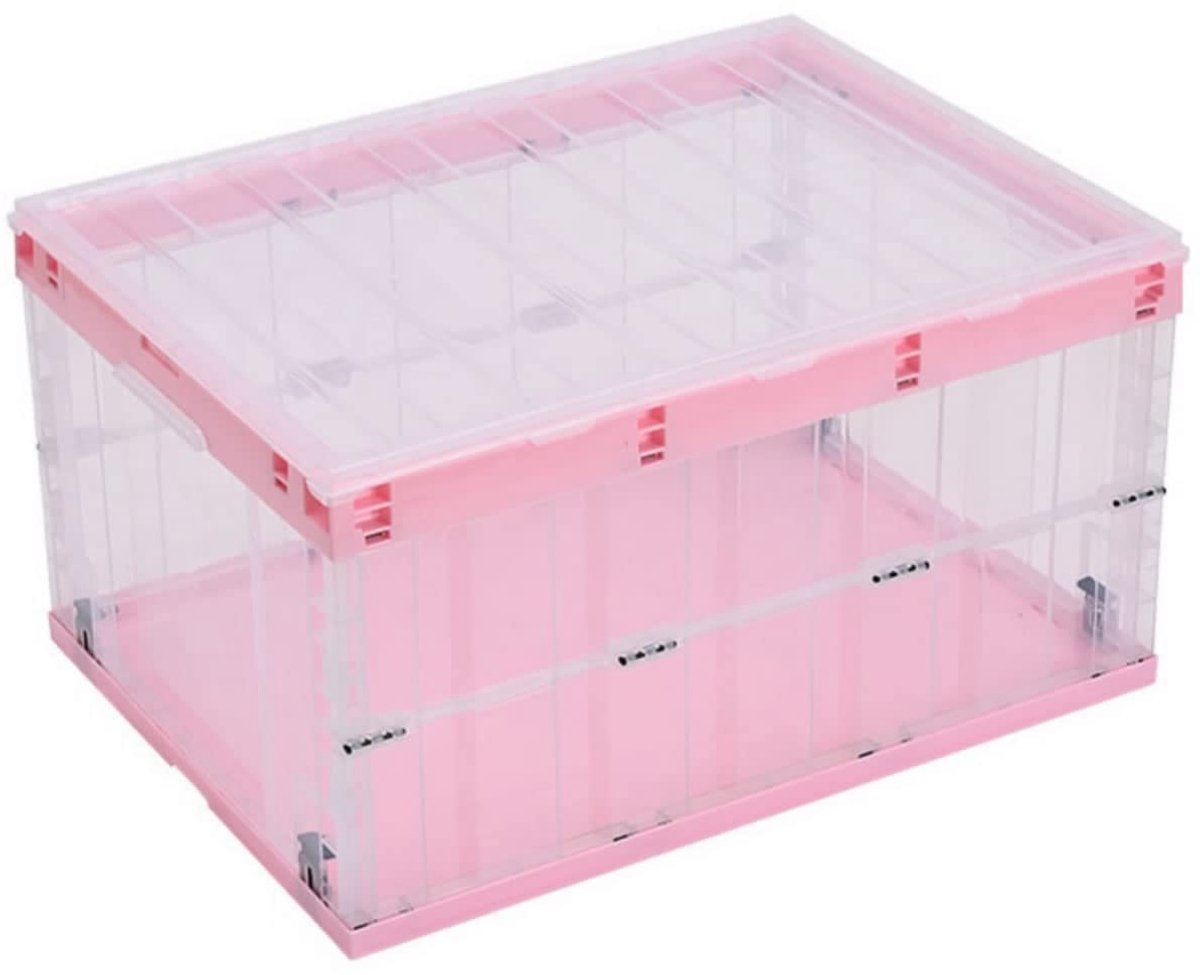 Dailygoods- Opbergdozen 55 liter - Opvouwbaar - Stapelbaar - Transparant - Met deksel - Handgreep - Voor opslag en transport - Opbergboxen