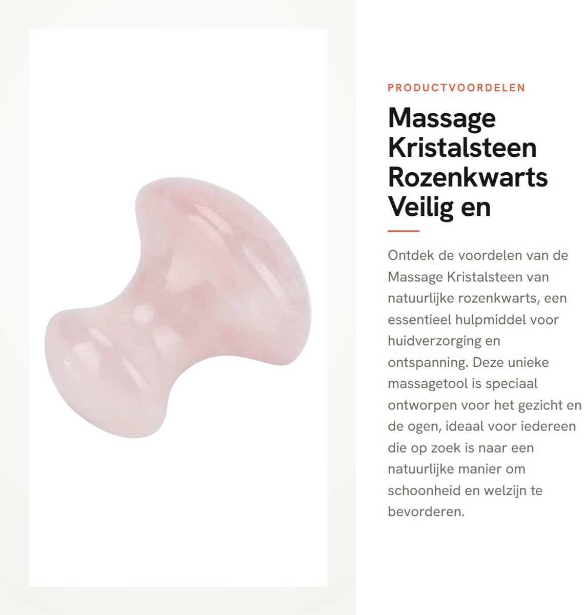 Dailygoods- Massage Steen Natuurlijke Rozenkwarts - Massagetool - Gezicht - Ogen - Veilig - Ultra Glad Oppervlak