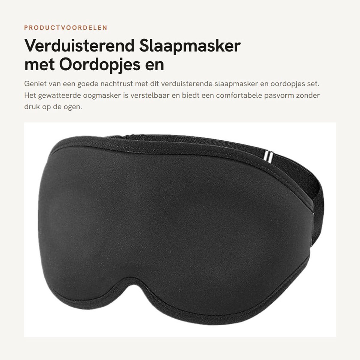 Dailygoods - Verduisterend Slaapmasker met Oordopjes en Tas