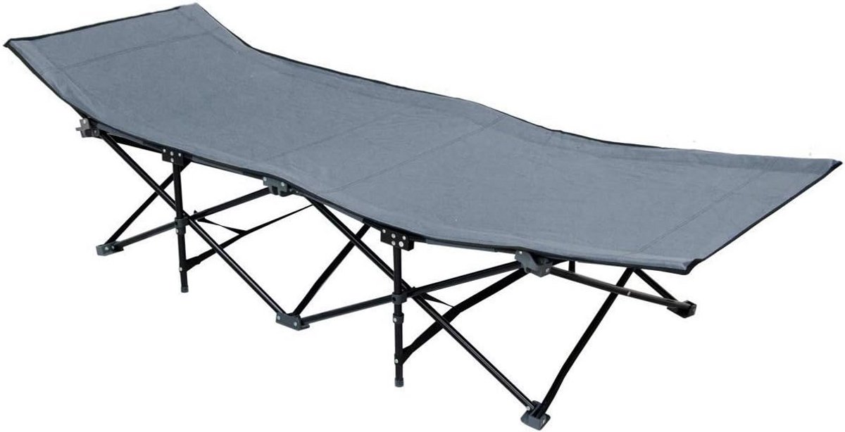 Veldbed Klapbed - Ligstoel - Kamperen Strand - Extra Breed Ligoppervlak - 190x70cm - Grijs