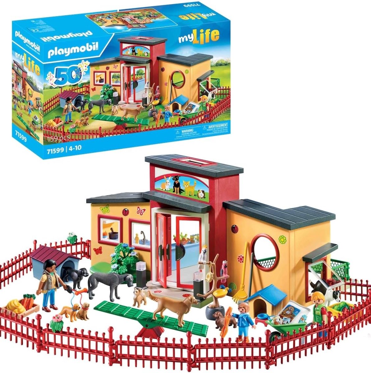 Dierenpension Speelset - Gastenverblijf Huisdieren - Fantasierijk Spel - Inclusief 10 dieren - 159 Delen - Multicolor