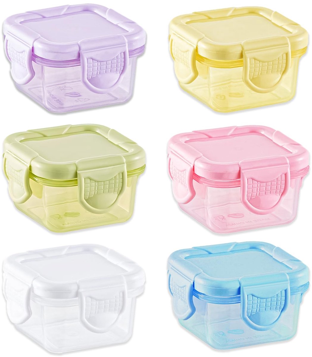 Dailygoods- Voedselcontainers 6 stuks - Luchtdichte Mini-Containers 60 ml - BPA-vrij PP-materiaal - Geschikt voor Magnetron/Vriezer - Perfect voor Sauzen/Specerijen - Opslagbakjes