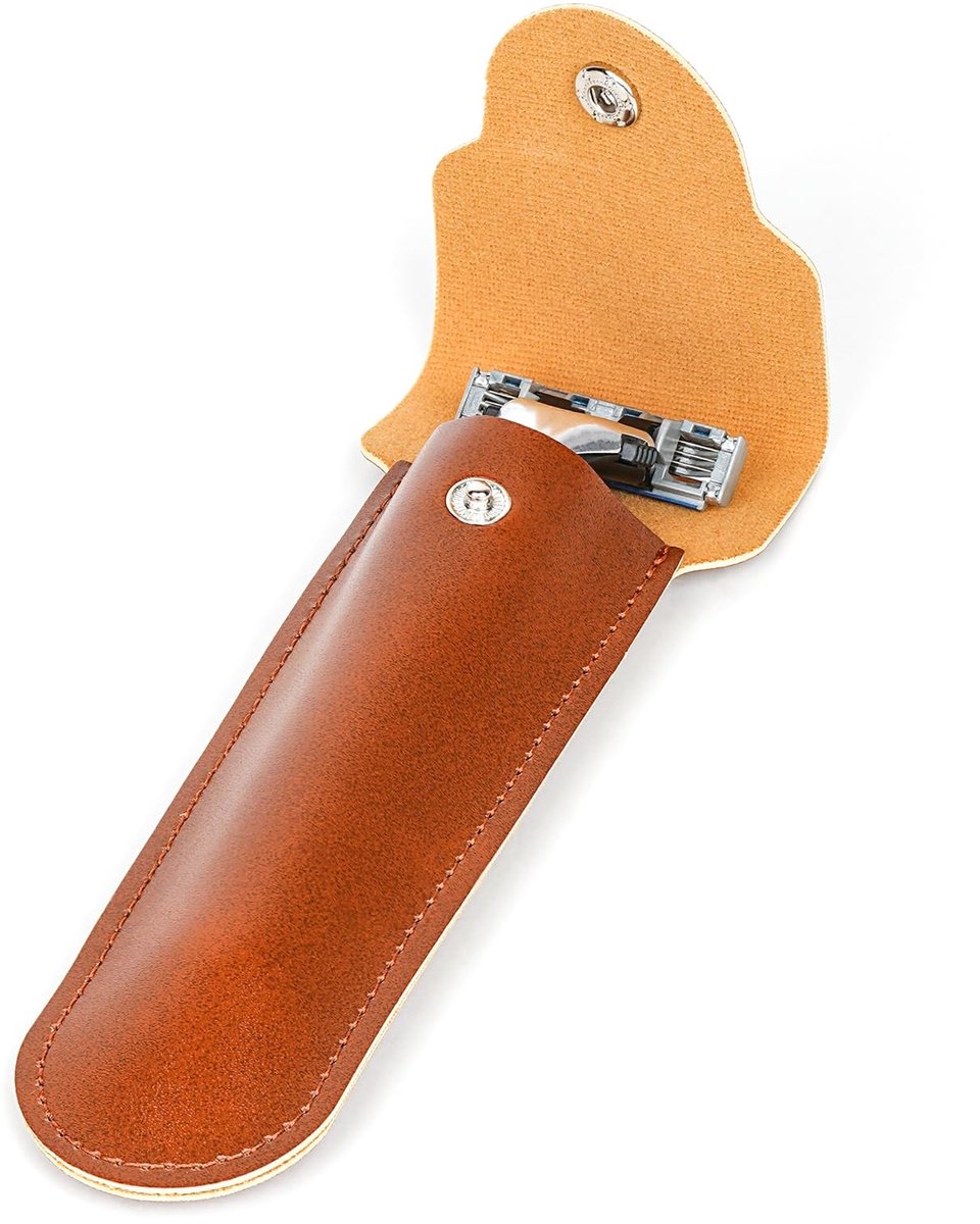 Dailygoods - Scheermes hoes - Draagtas voor scheerapparaat - Compact en licht - Bruin - Reisopberger voor mannen - Geschikt voor Fusion 5 Power