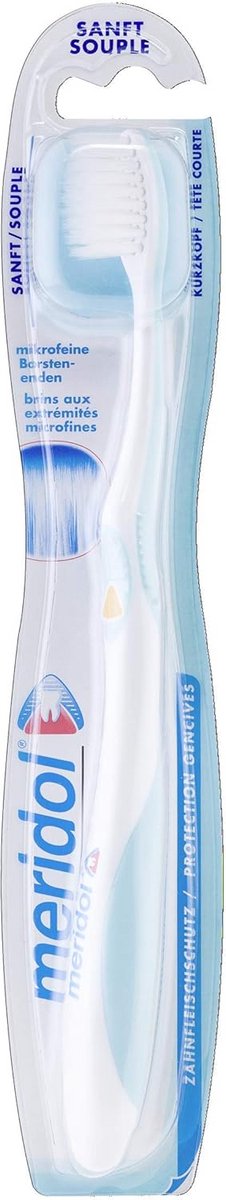 Meridol Tandenborstel - Zachte Borstel - Tanden Reinigen - Microfijne Borsteluiteinden - 1 Stuk - Blauw
