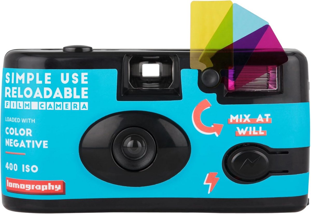 Analoge Camera - Film Camera - Direct Foto's Maken - Met Kleur Gelfilters - 31mm Lens - Zwart