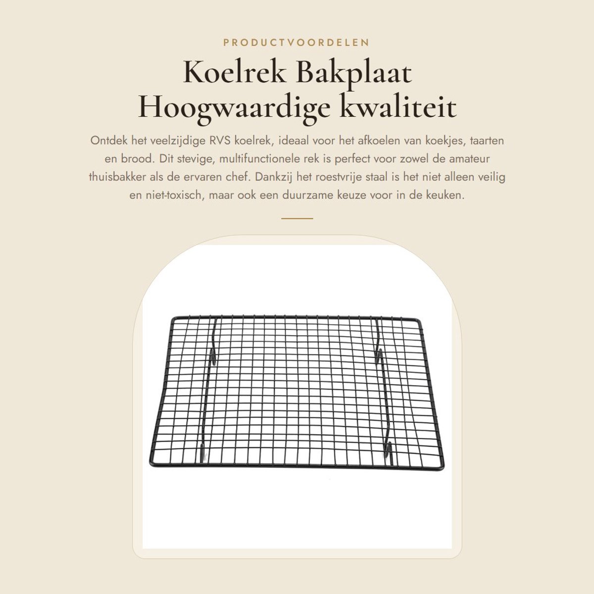 Dailygoods- Koelrek Hoogwaardige Roestvrij Stalen Constructie - Taartrooster - Bakrek - Ovenbestendig - Antiroest - Verhoogde Voeten voor Betere Luchtcirculatie - Baking Rack
