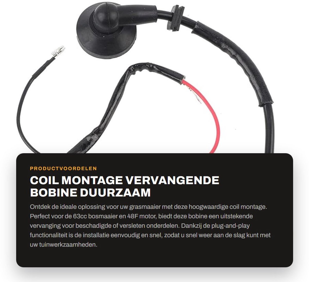Dailygoods- Bobine Vervanging - Geschikt voor 63cc Bosmaaier - Slijtvast - Hoogwaardige Staallegering - Plug and Play - Modulelengte 62 mm - Ontstekingsspoel