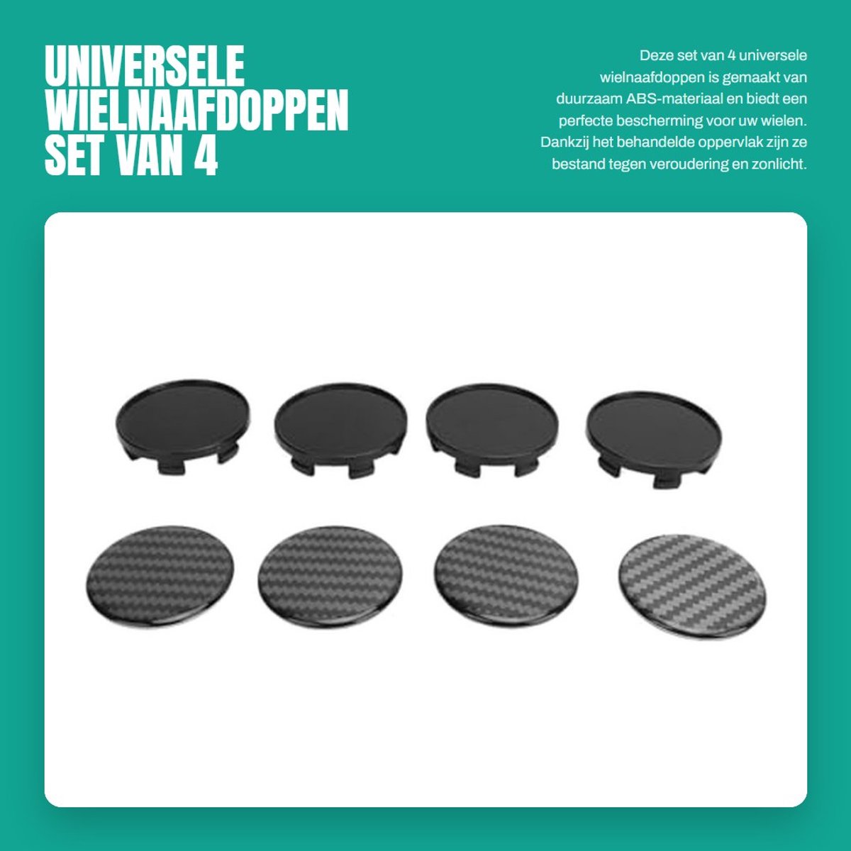 Dailygoods- Wielnaafdop 4 Stuks - Universele Naafdop 54mm - ABS Materiaal - Roestvrijstalen Ring - Duurzaam en Schokbestendig - Naafbescherming