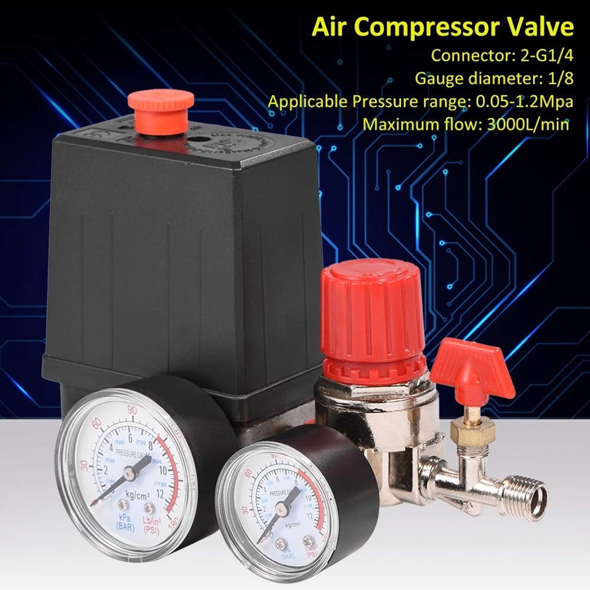 Dailygoods- Drukregelaar Hoge Precisie - Drukregelaar Compressor - Reduceerventiel - Compact - Lichtgewicht - Snelle Installatie - Drukventiel