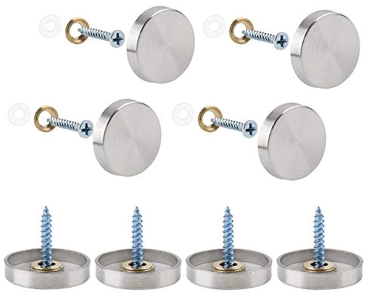 Dailygoods- Spiegelschroeven 20 Sets - Roestvrij Stalen Decoratieve Doppen - Duurzaam - Eenvoudig Aan Te Brengen - Elegante Uitstraling - Decoratieve Schroeven