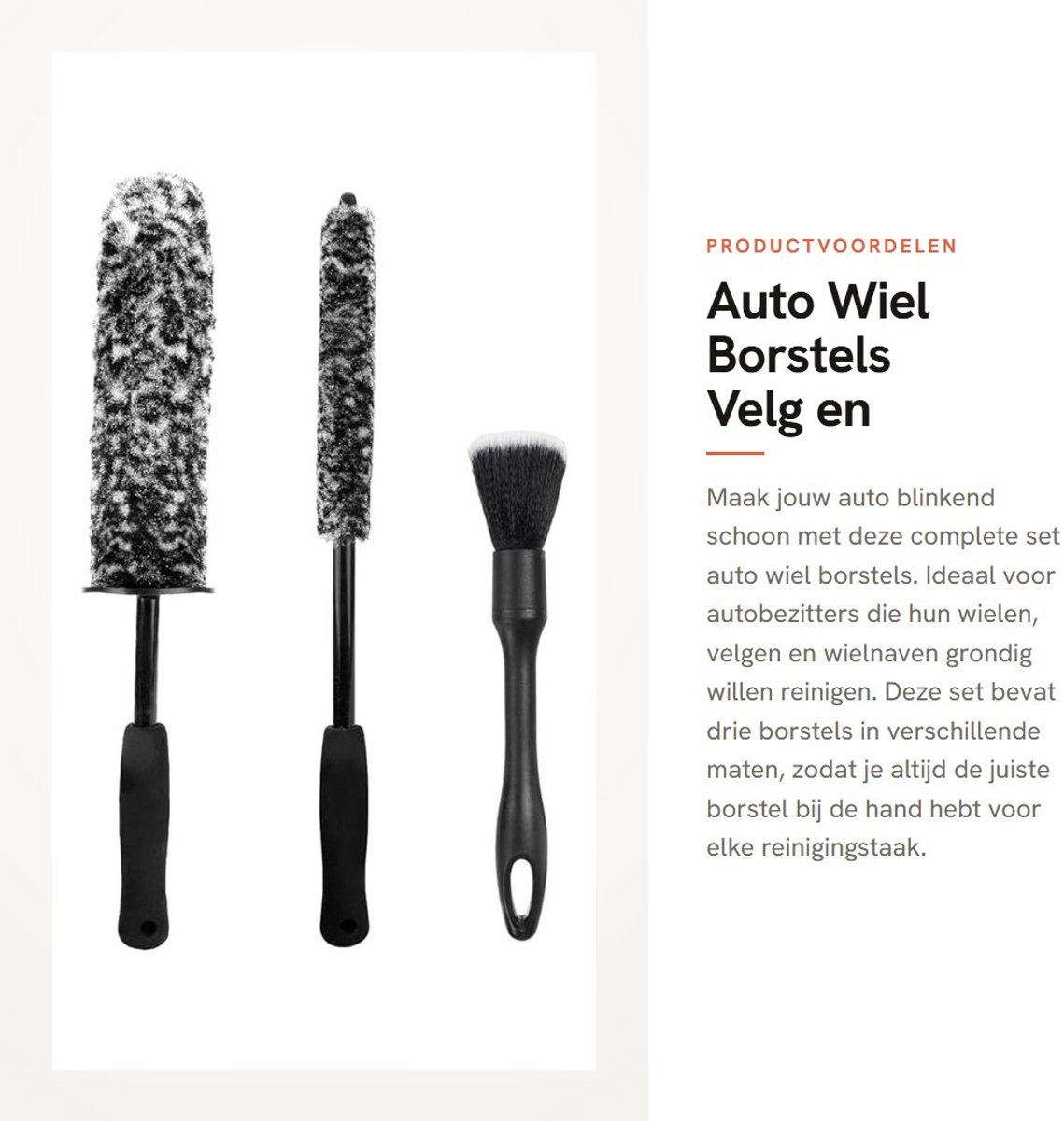 Dailygoods- Wielborstels Set van 3 - Microfiber Borstelharen - Lange Handgreep - Antislip Handgreep - Geschikt voor Alle Voertuigen - Duurzaam en Betrouwbaar - Wielreinigingsset