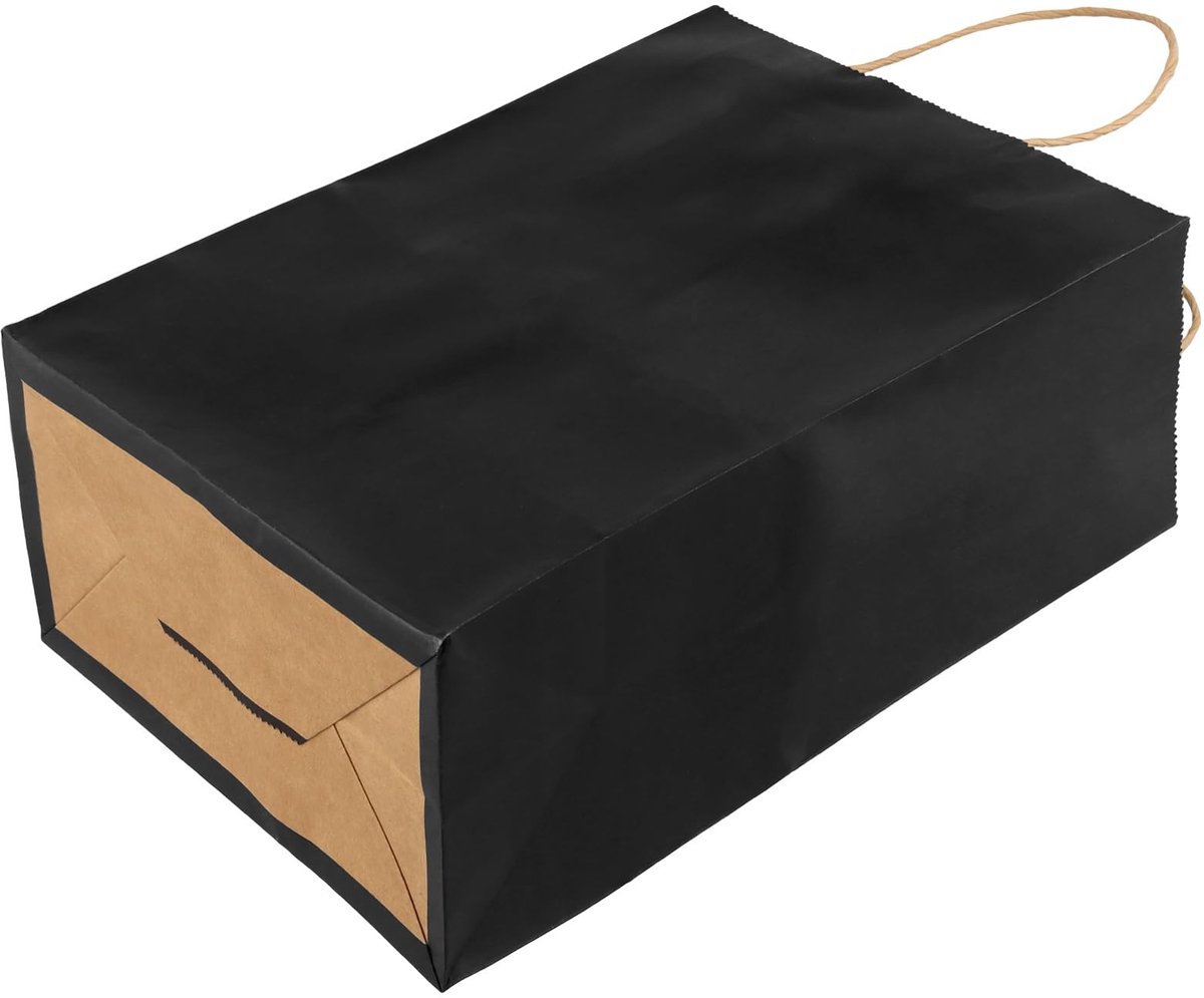 Dailygoods- Papieren Zakken 30 Stuks - Zwarte Draagtassen - Kraftpapier 120 g/m² - Opvouwbaar - 32 x 11 x 24,5 cm - Perfect voor Cadeaus