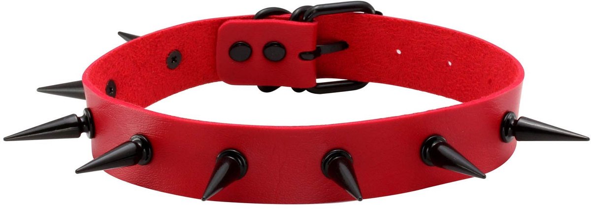 Dailygoods- Choker met Klinknagels - PU-Leren Choker - Verstelbare Riem - Comfortabel Materiaal - Geschikt voor Feestelijke Gelegenheden - Halsband