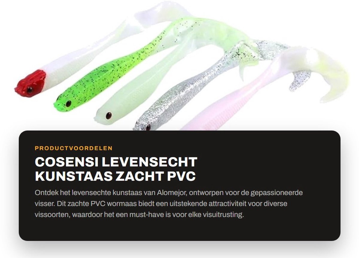 Dailygoods- Staartvisaas Levensecht - Kunstaas Set - Zacht PVC - Diverse Kleuren - 5 Stuks - 13cm Lengte