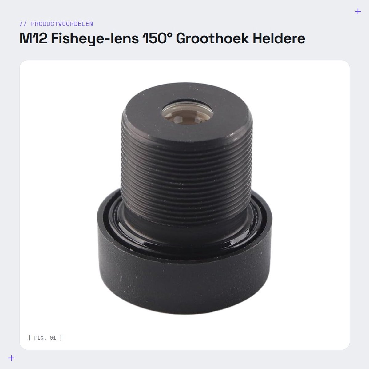 Dailygoods - M12 Fisheye-lens - 150° Groothoek - Heldere Beelden - 2,1 mm Brandpuntsafstand - IP-Cameralens - Perfect voor Bewaking - Geschikt voor CC...
